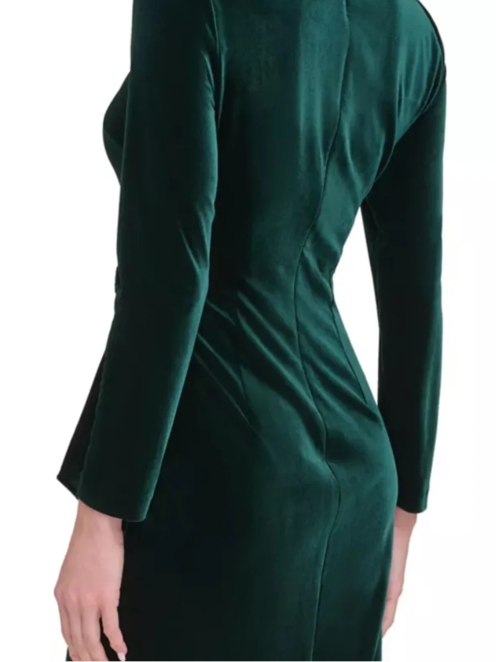 DKNY women's green velvet wrap midi dress Size 8 - Picture 3 of 12